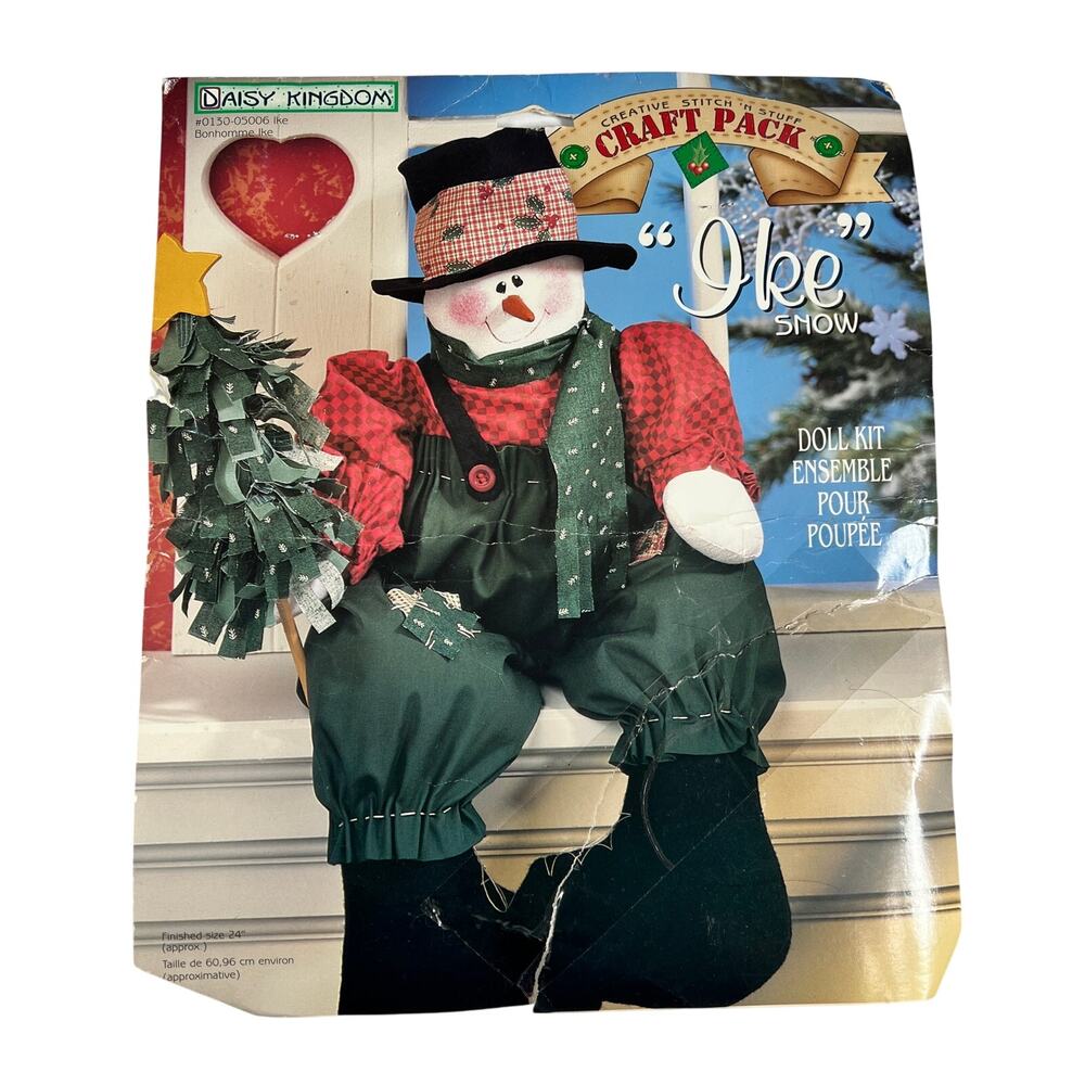 Daisy Kingdom Stitch n Stuff Ike Snow Doll Kit Fabric Panel Snowman Cozy Holiday